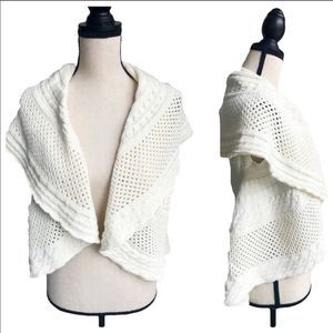 Andrew Charles Cream Knit Shawl Sweater Vest